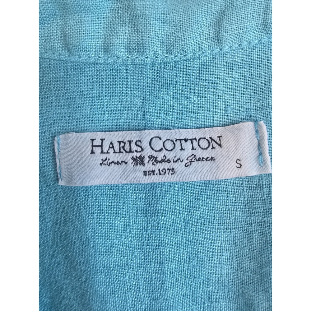 Harris Cotton Turquoise Midi Shift Linen Coastal Classic Resort Wear Dress Small - Picture 3 of 9